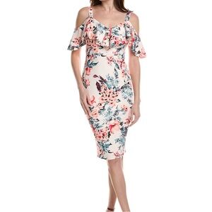 RACHEL - Marcella Ruffled Sheath Dress - Cream and Pink - Size 20W